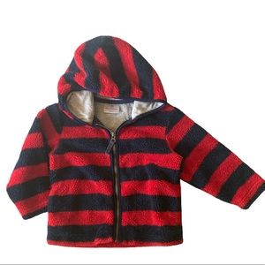 EUC Hanna Andersson Hooded Fuzzy Zip Up Kids Size 90/3 yrs